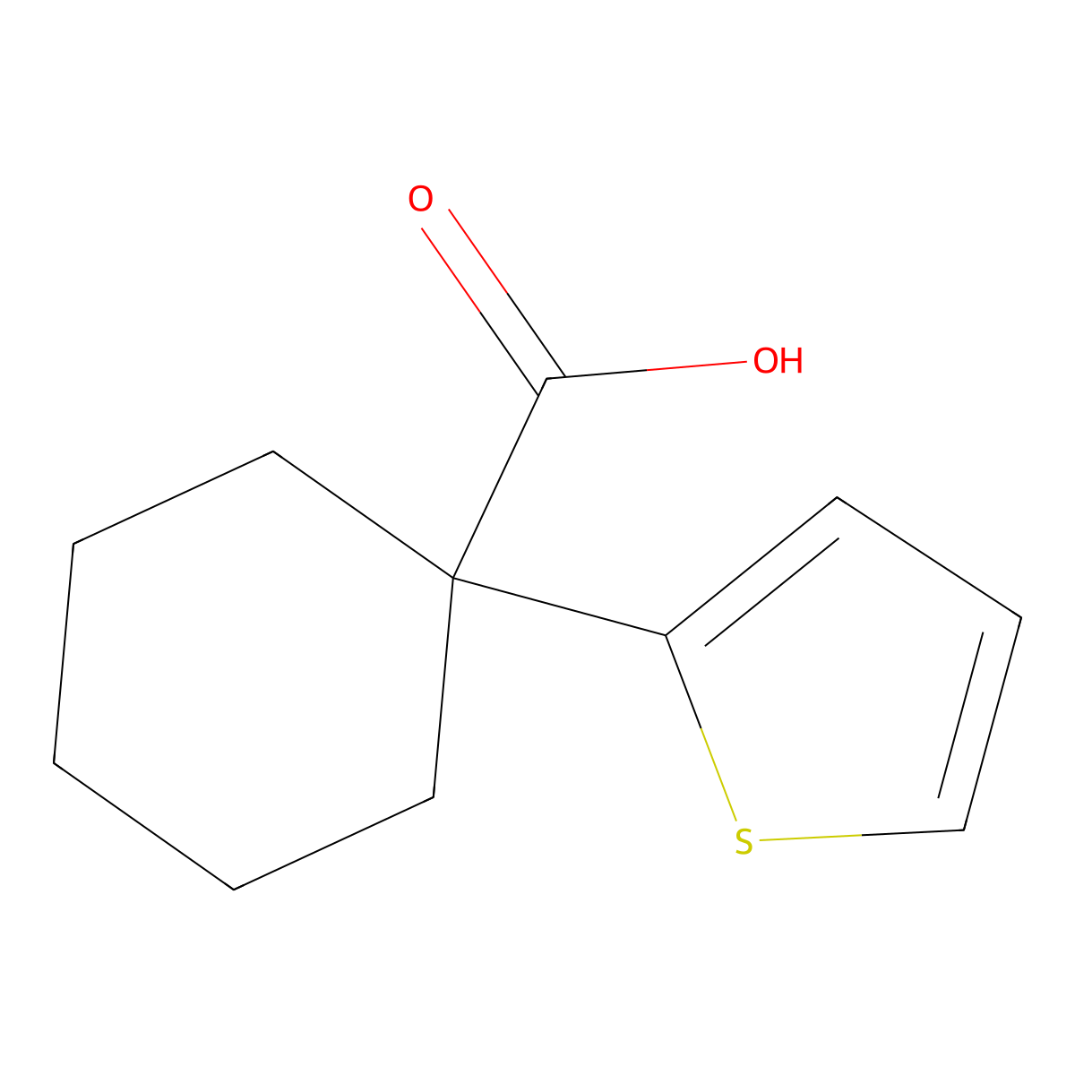 1-(Thiophen-2-yl)cyclohexane-1-carboxylic acid molecular structure, CAS 100058-72-8