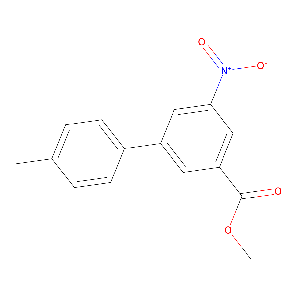 Methyl 3-(4-methylphenyl)-5-nitrobenzoate molecular structure, CAS 1000587-30-3
