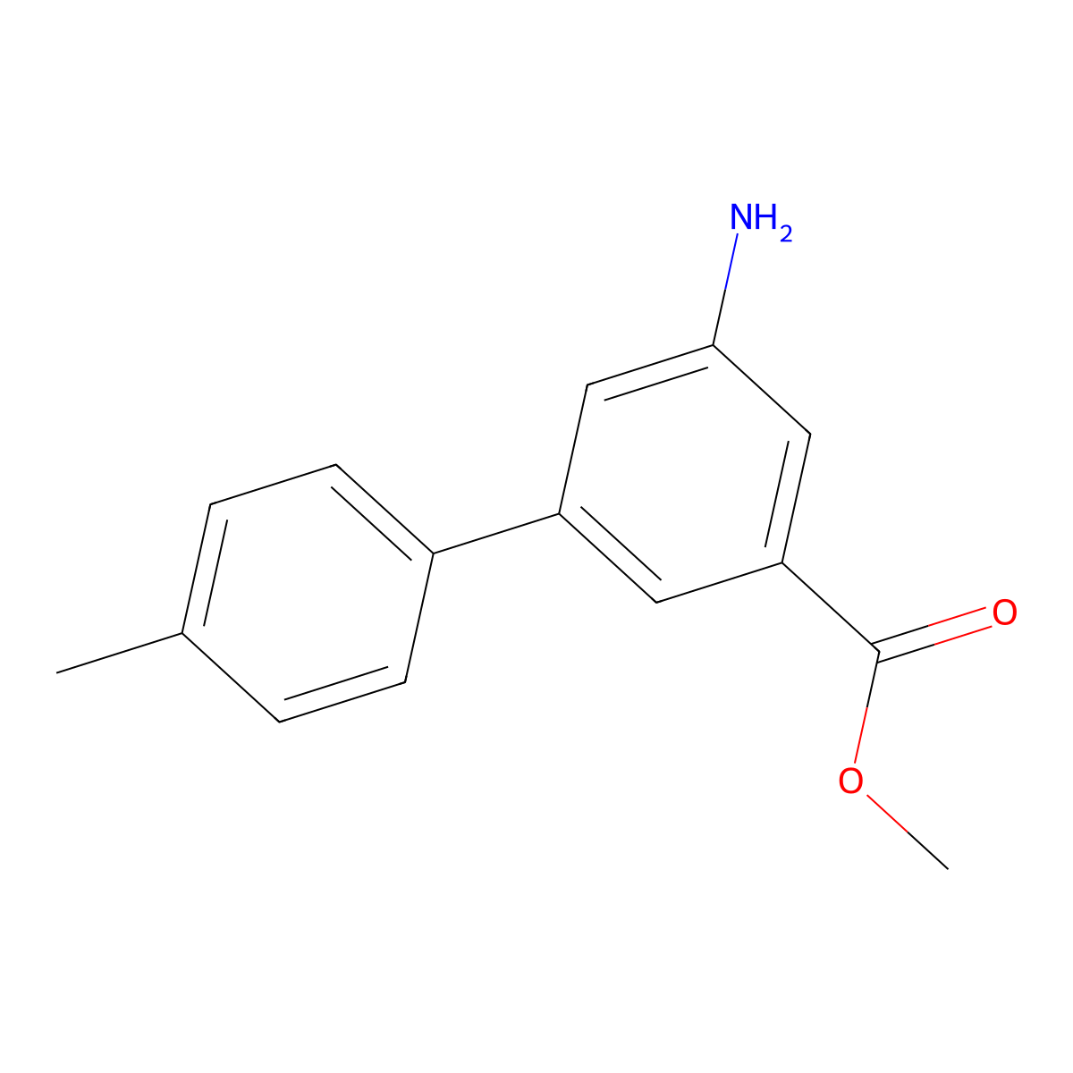 Methyl 5-amino-4'-methylbiphenyl-3-carboxylate molecular structure, CAS 1000587-31-4