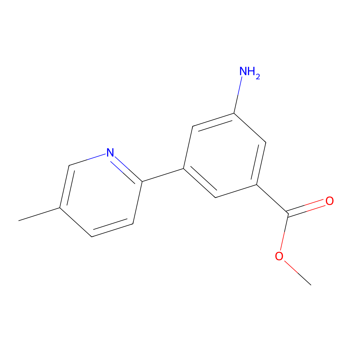 Methyl 3-amino-5-(5-methylpyridin-2-yl)benzoate molecular structure, CAS 1000587-41-6