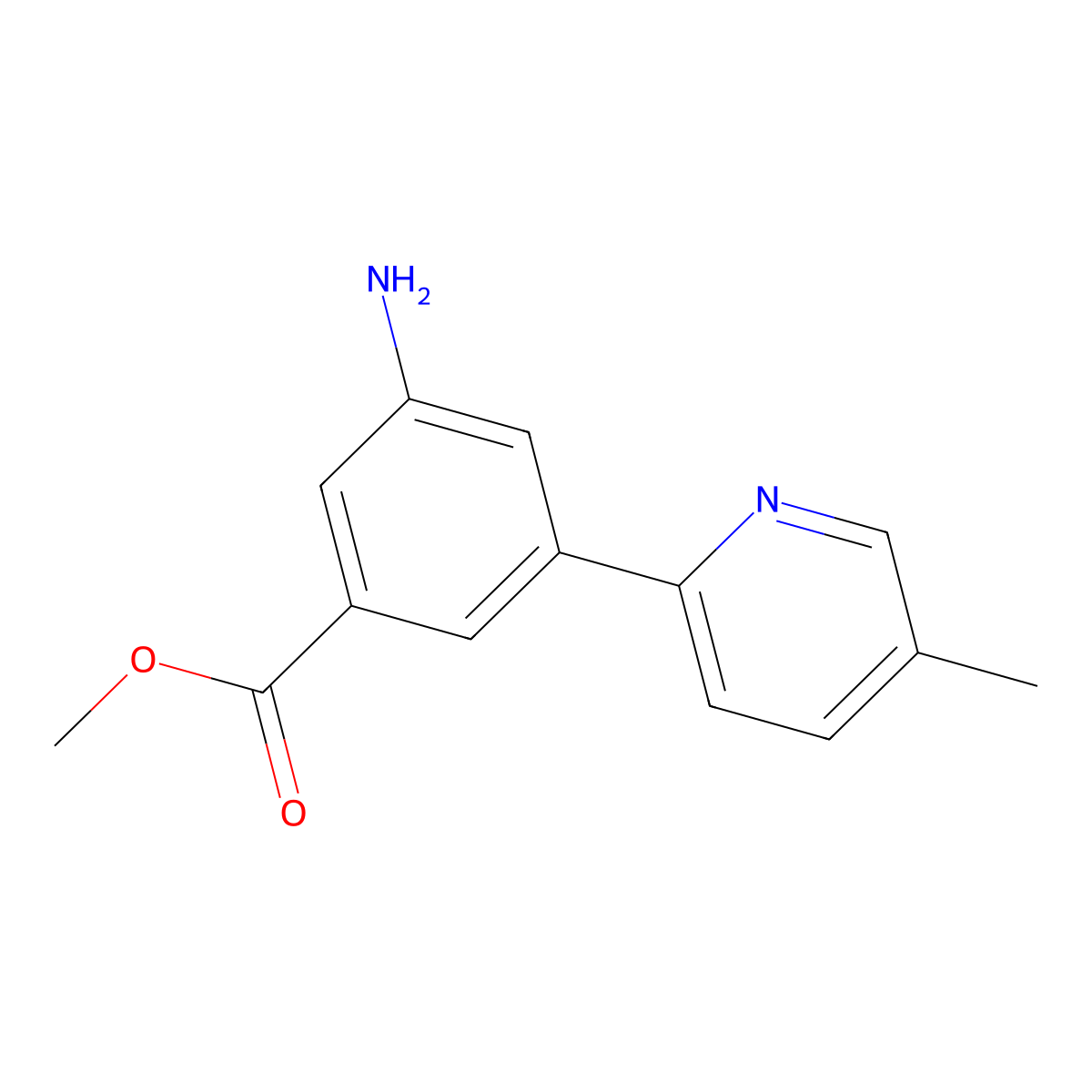 Methyl 3-amino-5-(5-methylpyridin-2-yl)benzoate molecular structure, CAS 1000587-41-6