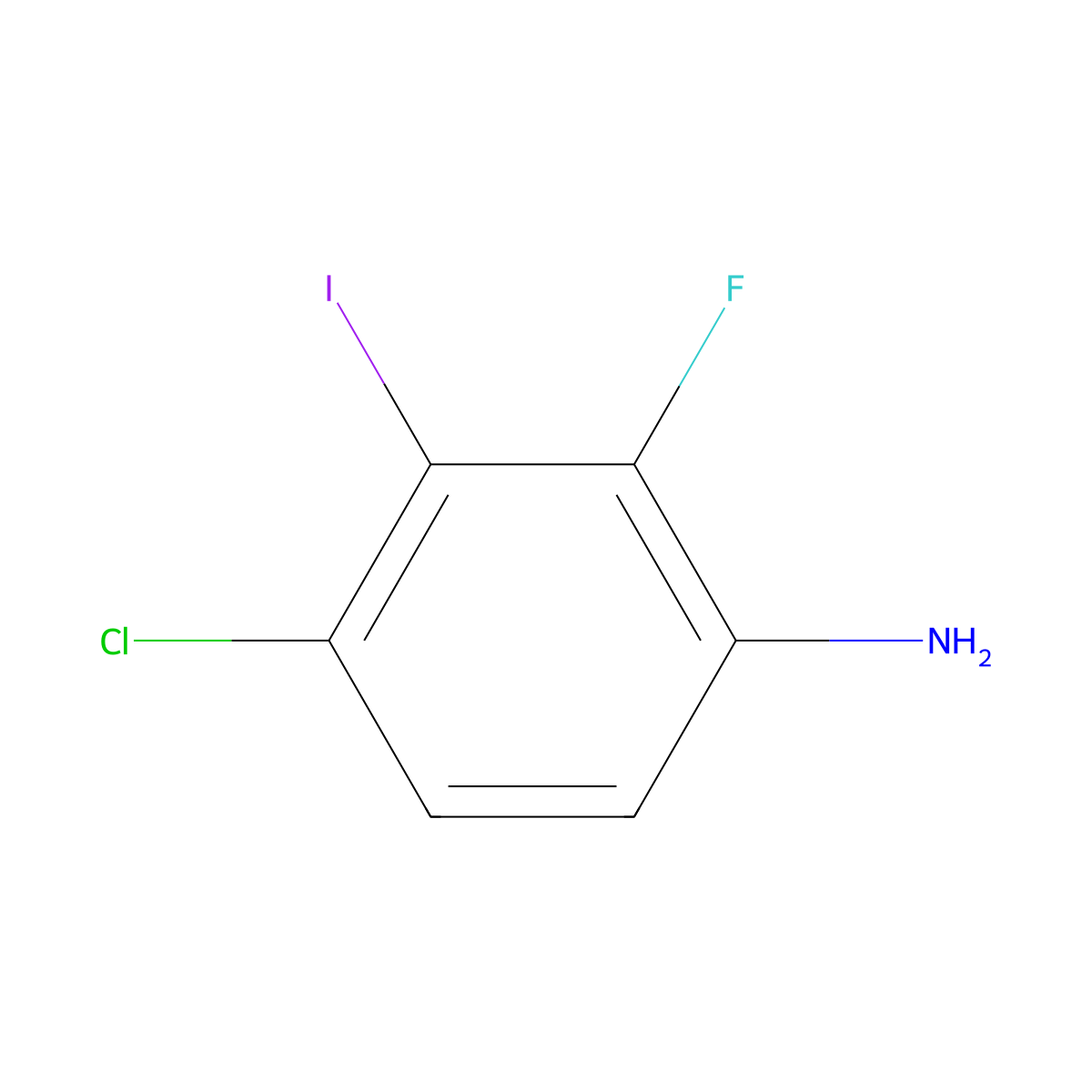 4-Chloro-2-fluoro-3-iodoaniline molecular structure, CAS 1000590-87-3