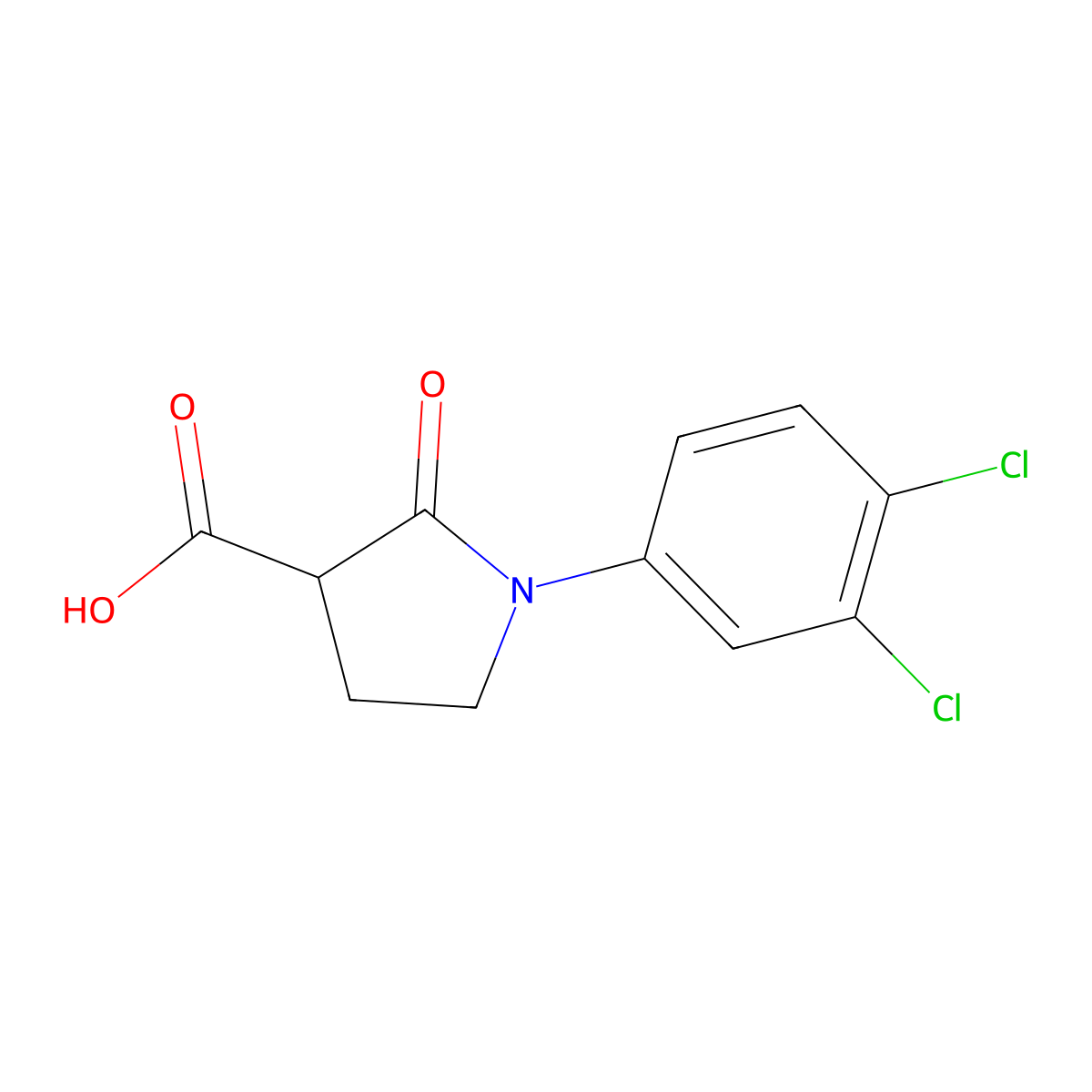 1-(3,4-Dichlorophenyl)-2-oxopyrrolidine-3-carboxylic acid molecular structure, CAS 10006-67-4