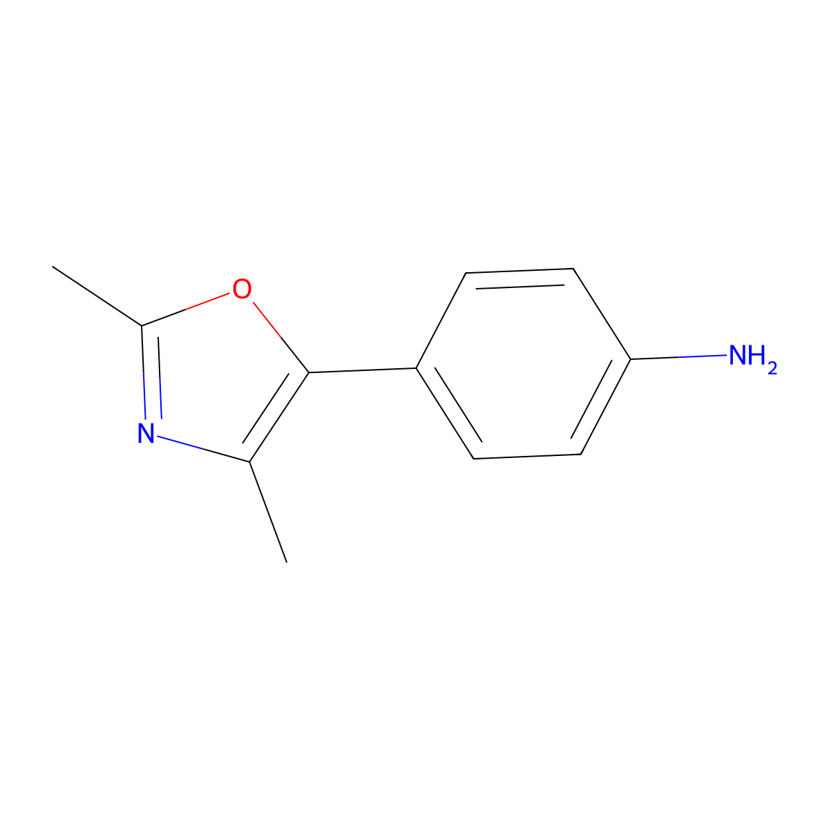 Benzenamine, 4-(2,4-dimethyl-5-oxazolyl)- molecular structure, CAS 100060-02-4