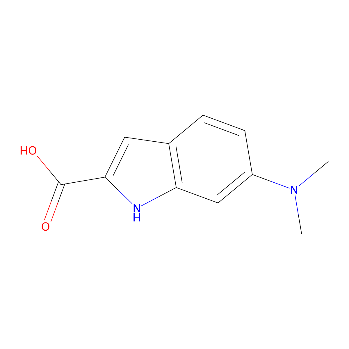 6-(dimethylamino)-1H-indole-2-carboxylic acid molecular structure, CAS 100060-36-4