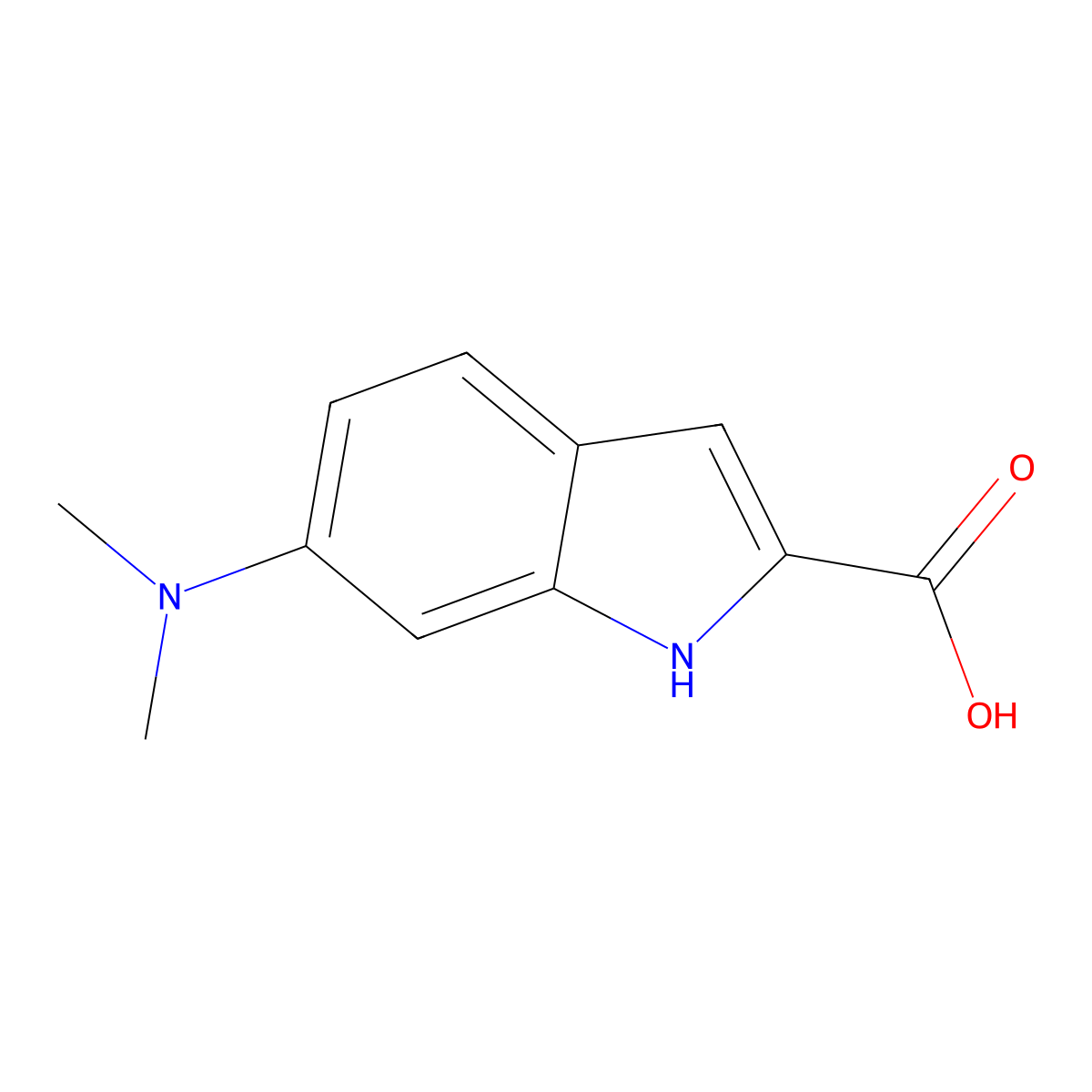 6-(dimethylamino)-1H-indole-2-carboxylic acid molecular structure, CAS 100060-36-4