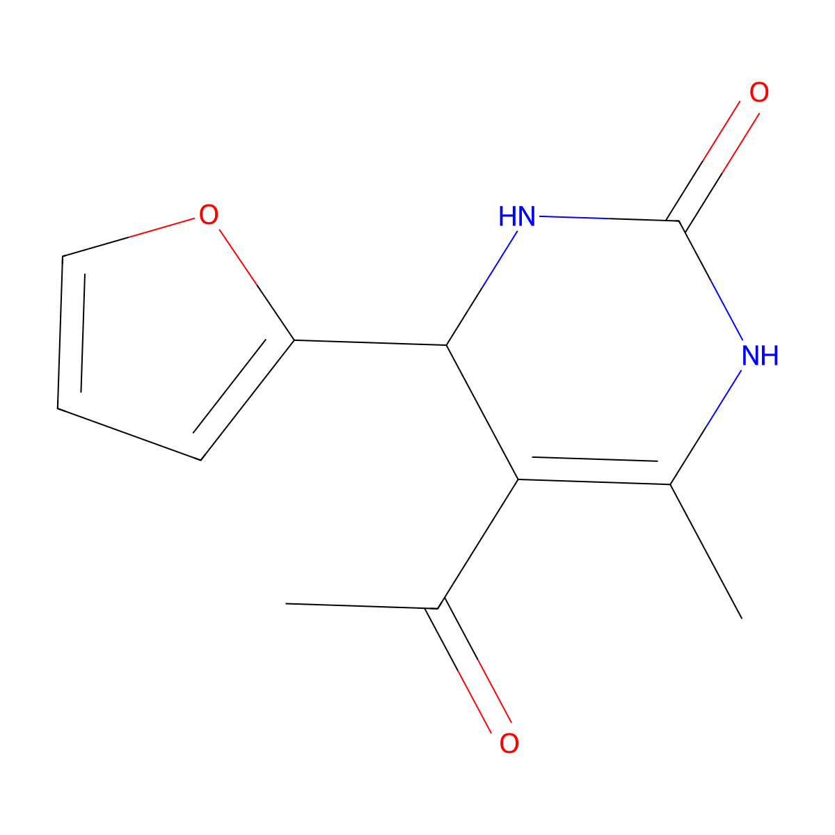 2(1H)-Pyrimidinone, 5-acetyl-4-(2-furanyl)-3,4-dihydro-6-methyl- molecular structure, CAS 100060-89-7