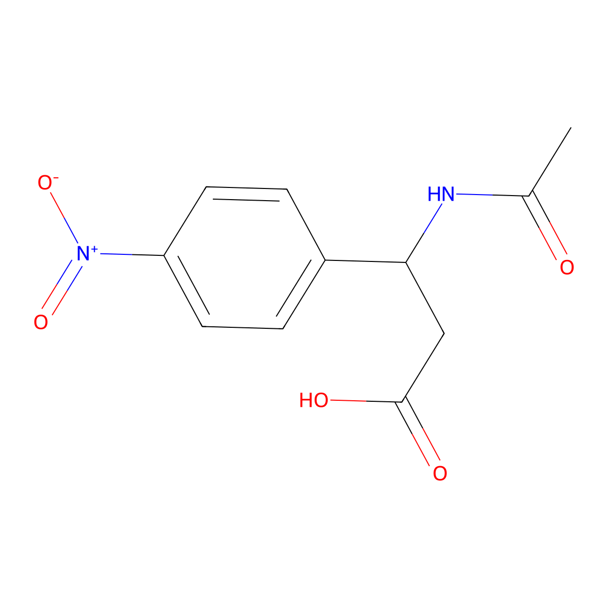 3-Acetamido-3-(4-nitrophenyl)propanoic acid molecular structure, CAS 100061-23-2