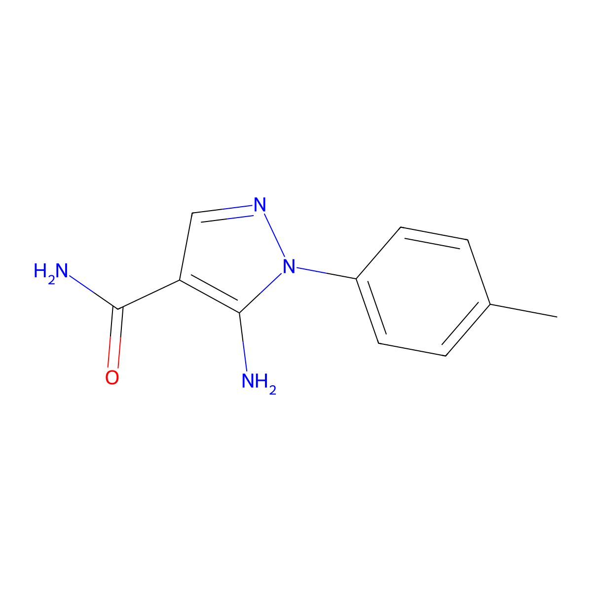 5-amino-1-(4-methylphenyl)-1H-pyrazole-4-carboxamide molecular structure, CAS 100061-56-1