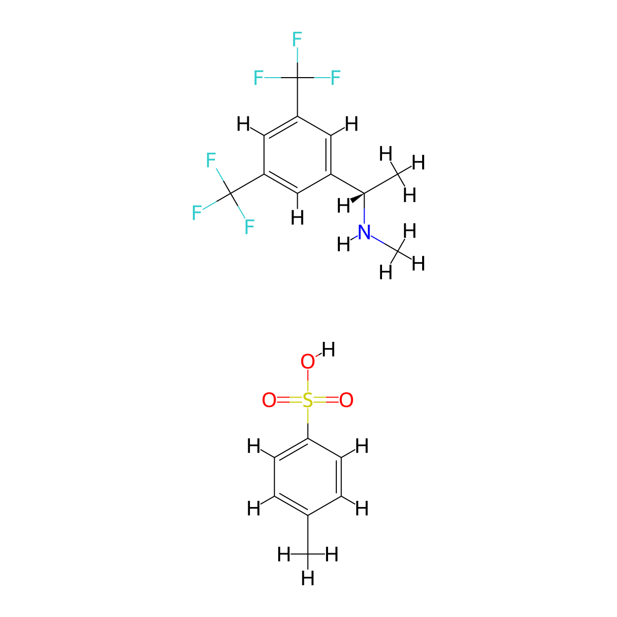 (S)-1-(3,5-Bis(trifluoromethyl)phenyl)-N-methylethanamine 4-methylbenzenesulfonate molecular structure, CAS 1000614-08-3