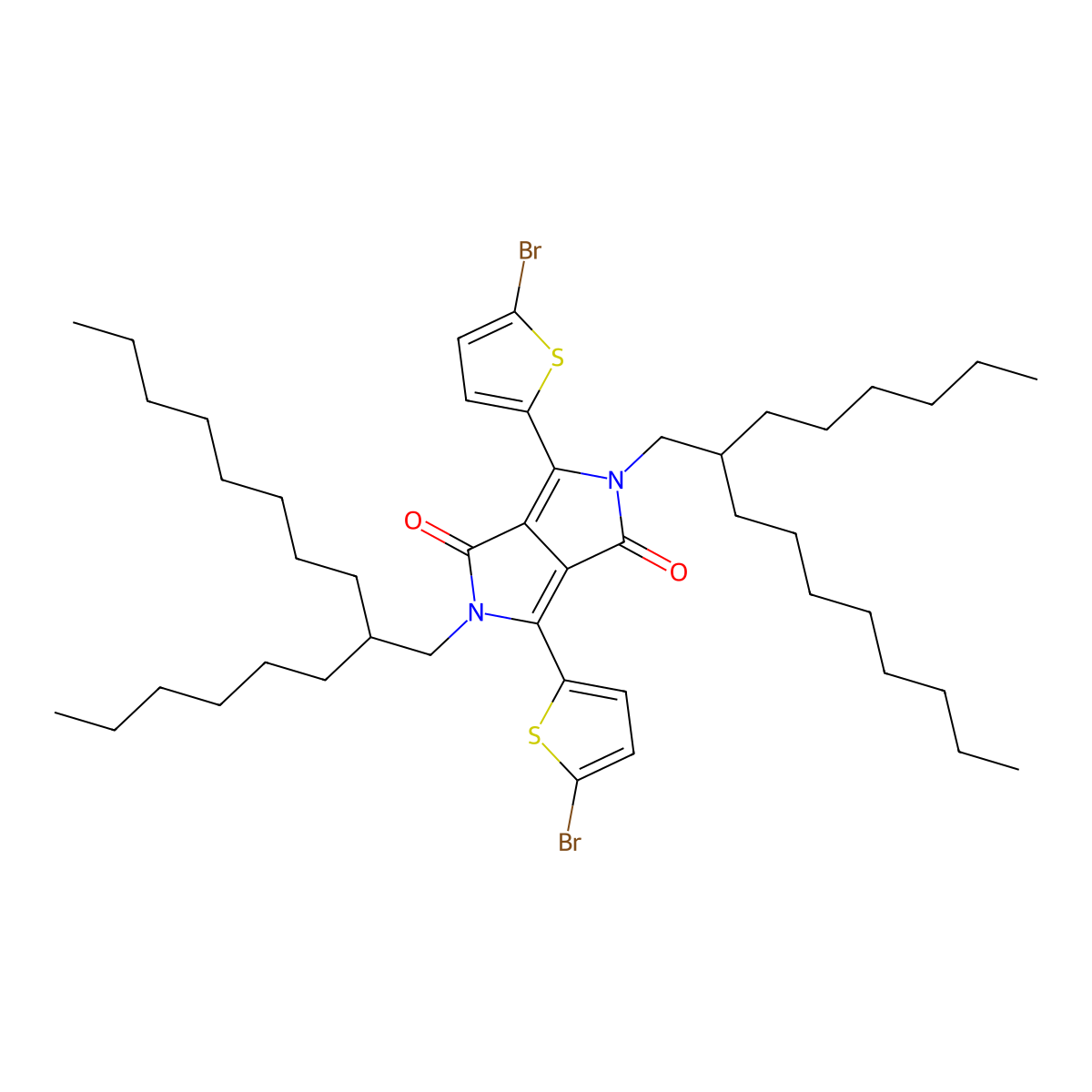 3,6-Bis(5-bromothiophen-2-yl)-2,5-bis(2-hexyldecyl)pyrrolo(3,4-c)pyrrole-1,4(2H,5H)-dione molecular structure, CAS 1000623-98-2