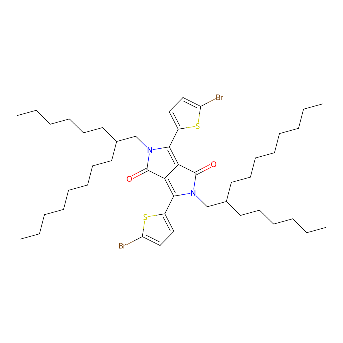 3,6-Bis(5-bromothiophen-2-yl)-2,5-bis(2-hexyldecyl)pyrrolo(3,4-c)pyrrole-1,4(2H,5H)-dione molecular structure, CAS 1000623-98-2