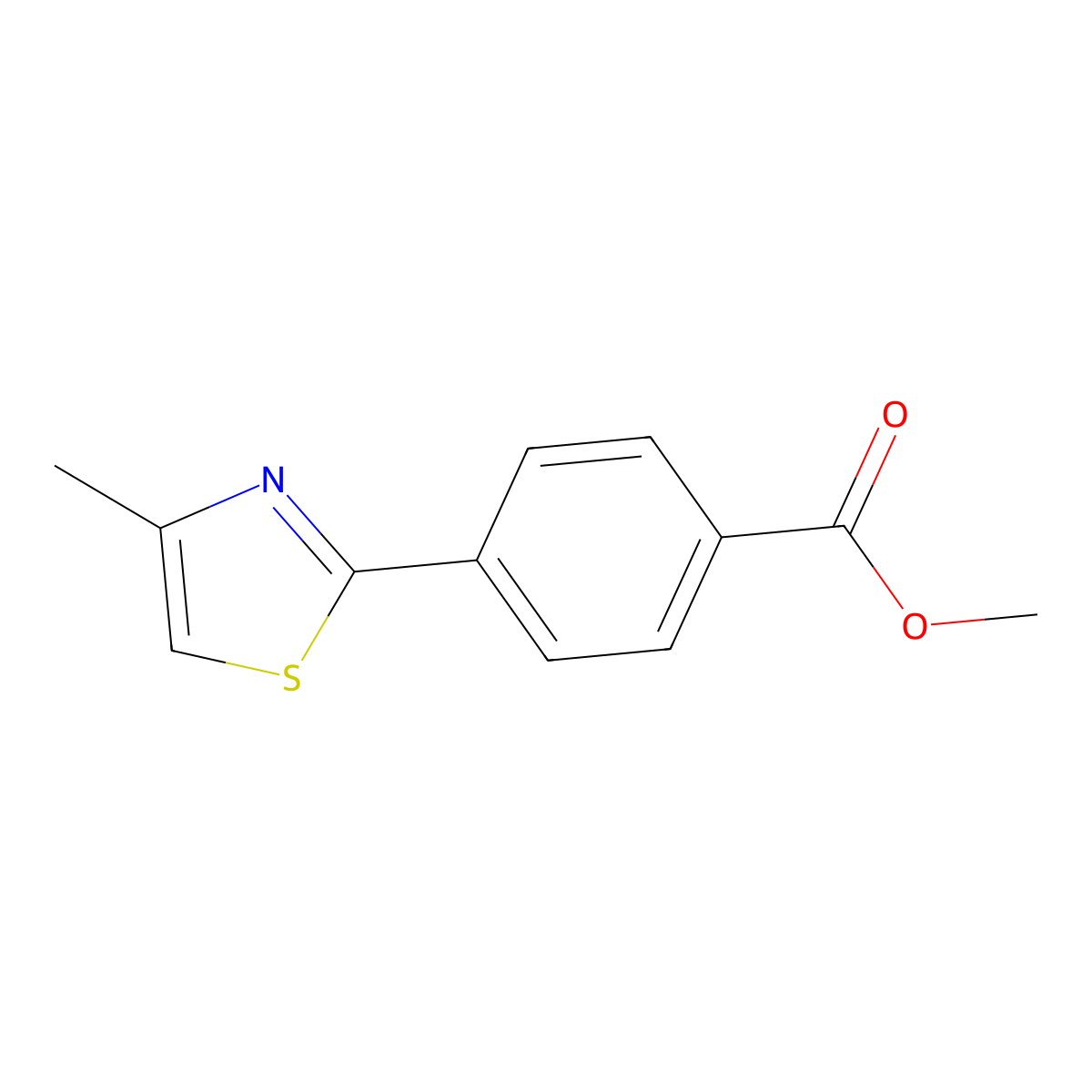 Methyl 4-(4-methyl-1,3-thiazol-2-yl)benzoate molecular structure, CAS 100063-18-1