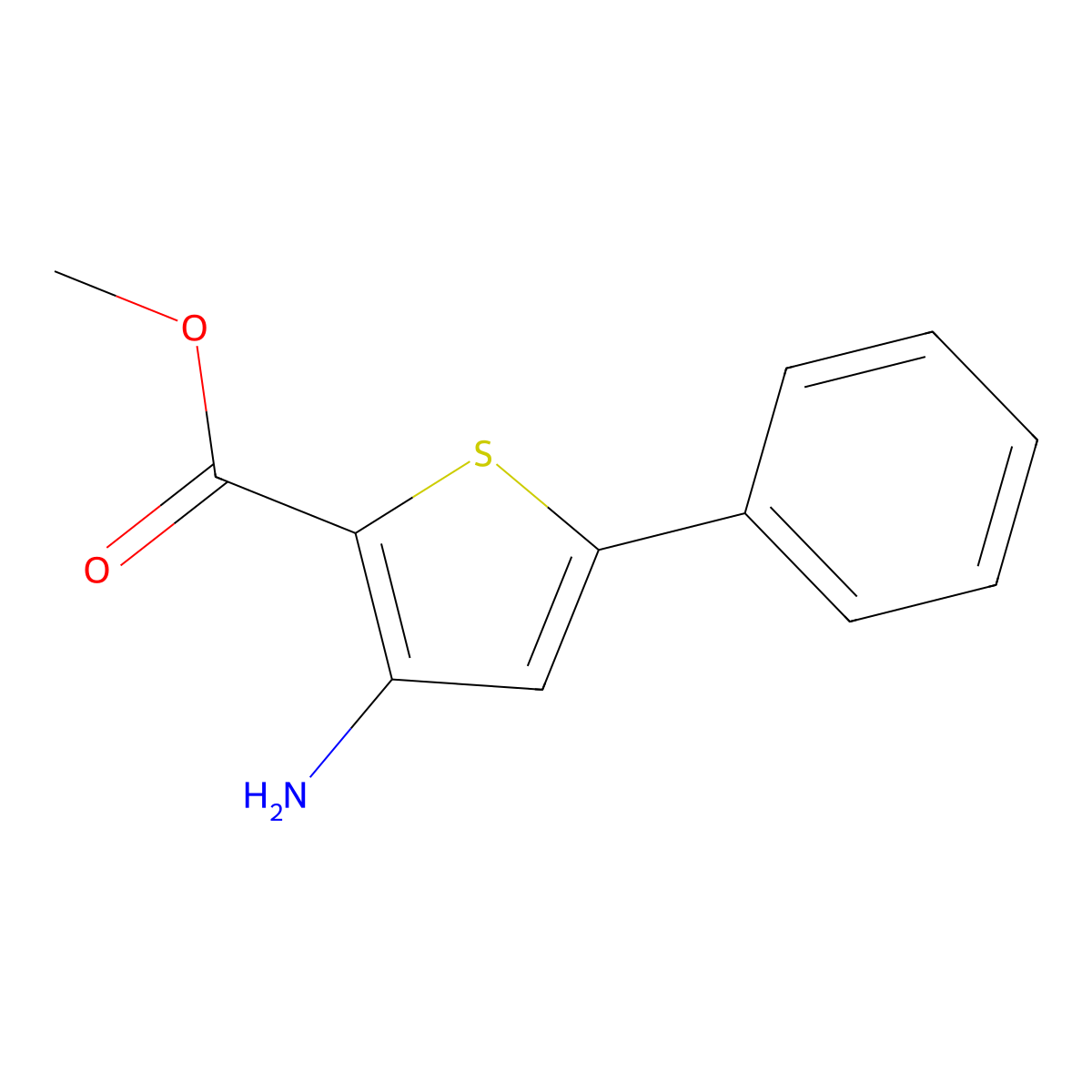 Methyl 3-amino-5-phenylthiophene-2-carboxylate molecular structure, CAS 100063-22-7