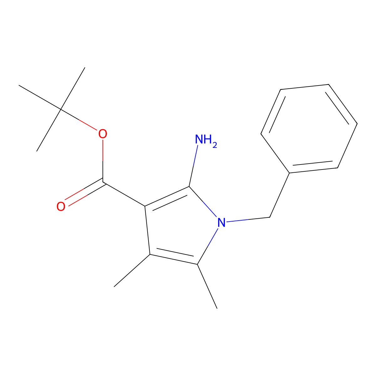 tert-Butyl 2-amino-1-benzyl-4,5-dimethyl-1H-pyrrole-3-carboxylate molecular structure, CAS 100066-79-3