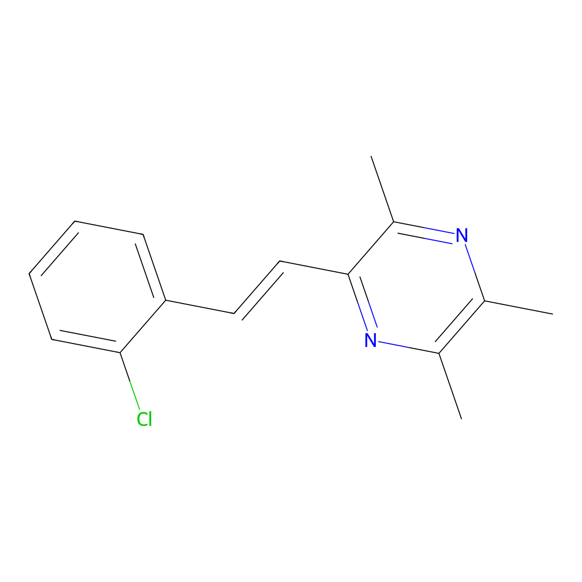 (e)-2-(2-Chlorostyryl)-3,5,6-trimethylpyrazine molecular structure, CAS 1000672-89-8