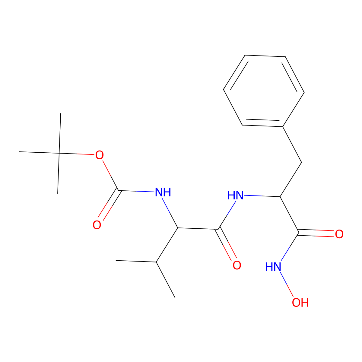 N-[(1,1-Dimethylethoxy)carbonyl]-L-valyl-N-hydroxy-L-phenylalaninamide molecular structure, CAS 1000677-22-4
