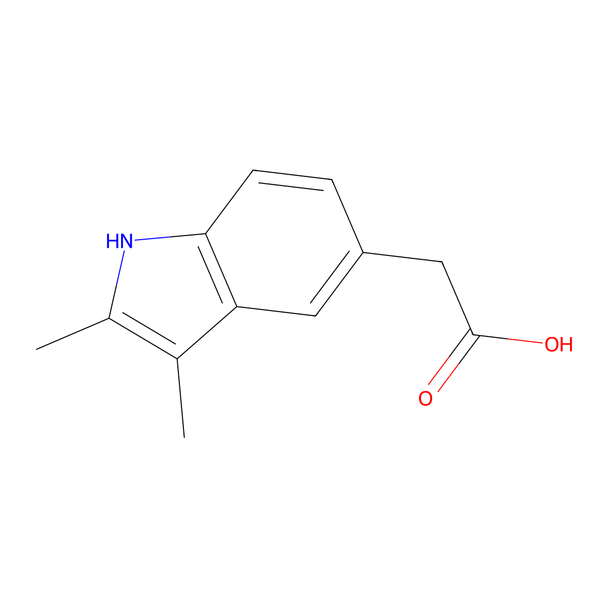 2-(2,3-dimethyl-1H-indol-5-yl)acetic acid molecular structure, CAS 100068-17-5