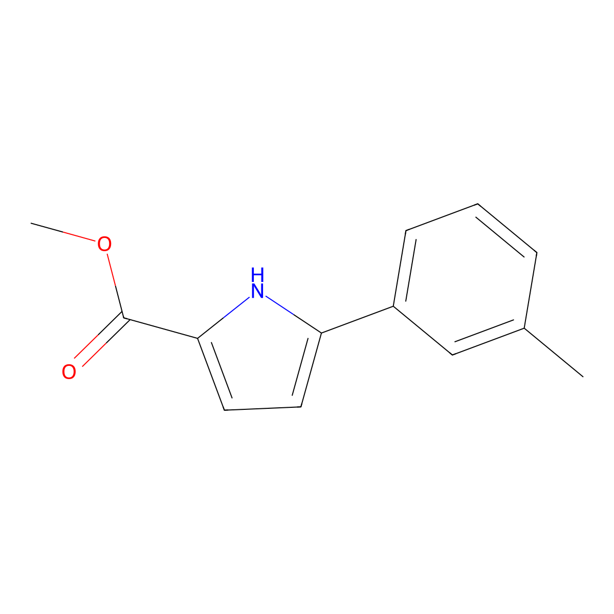methyl 5-(3-methylphenyl)-1H-pyrrole-2-carboxylate molecular structure, CAS 1000682-37-0