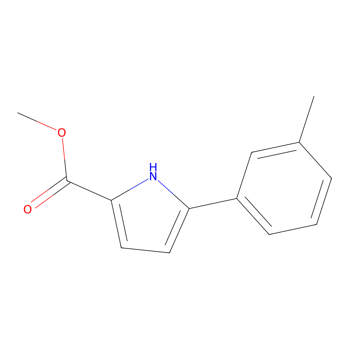 methyl 5-(3-methylphenyl)-1H-pyrrole-2-carboxylate molecular structure, CAS 1000682-37-0