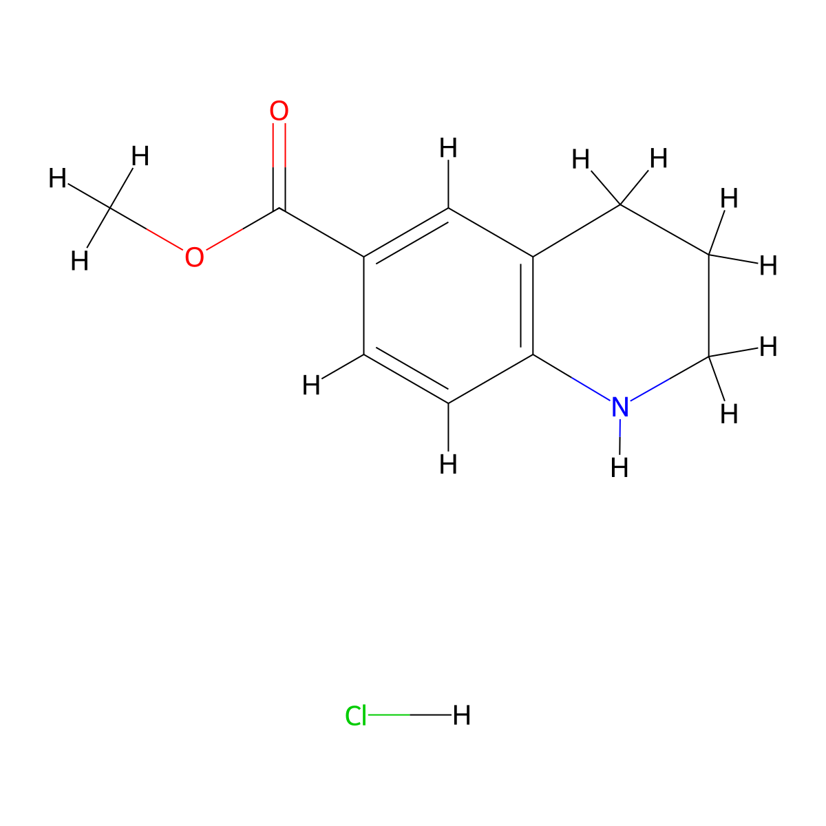Methyl 1,2,3,4-tetrahydroquinoline-6-carboxylate hydrochloride molecular structure, CAS 1000688-79-8