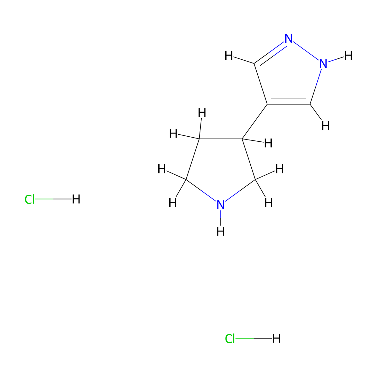 4-(pyrrolidin-3-yl)-1H-pyrazole dihydrochloride molecular structure, CAS 1000688-81-2