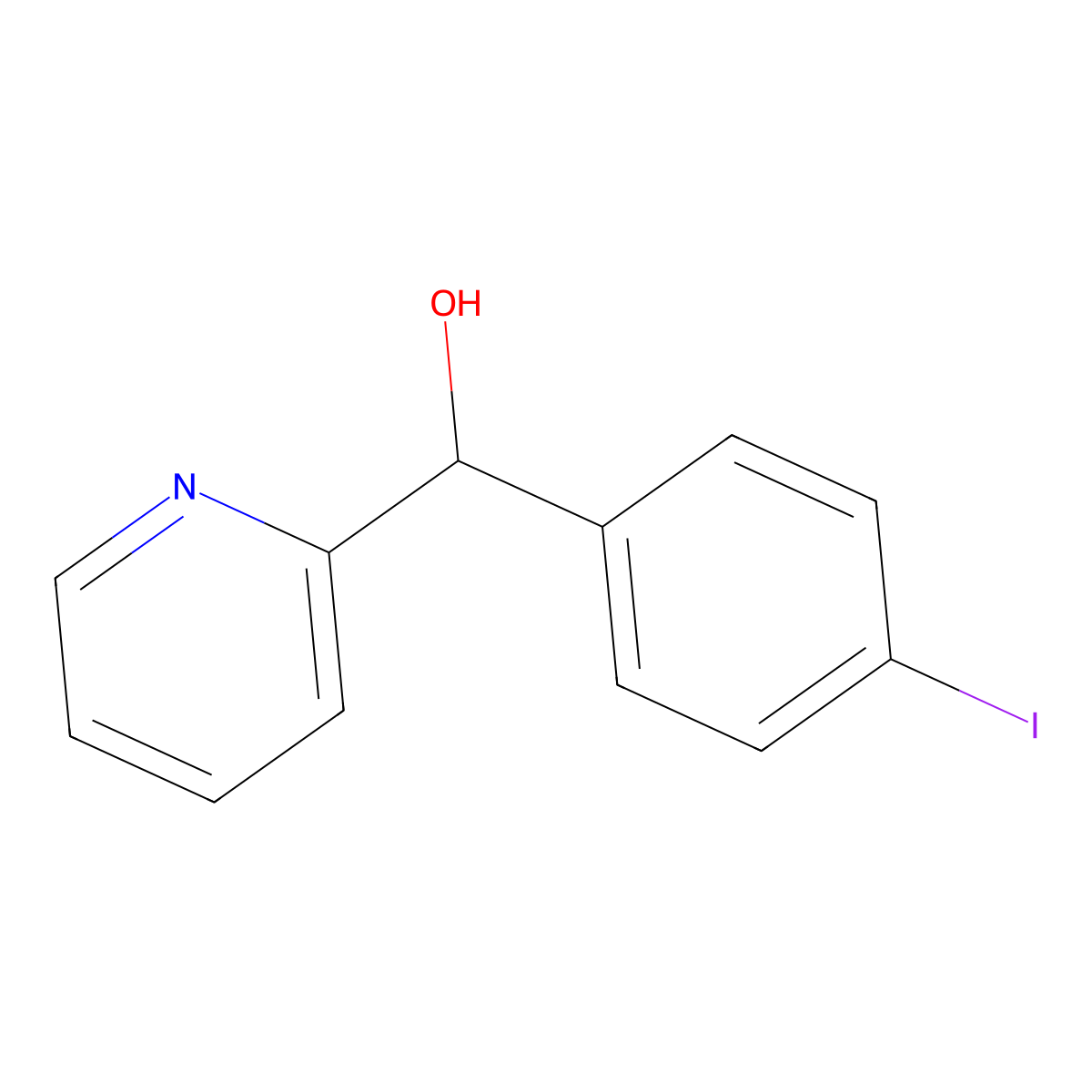 alpha-(4-Iodophenyl)-2-pyridinemethanol molecular structure, CAS 1000705-24-7