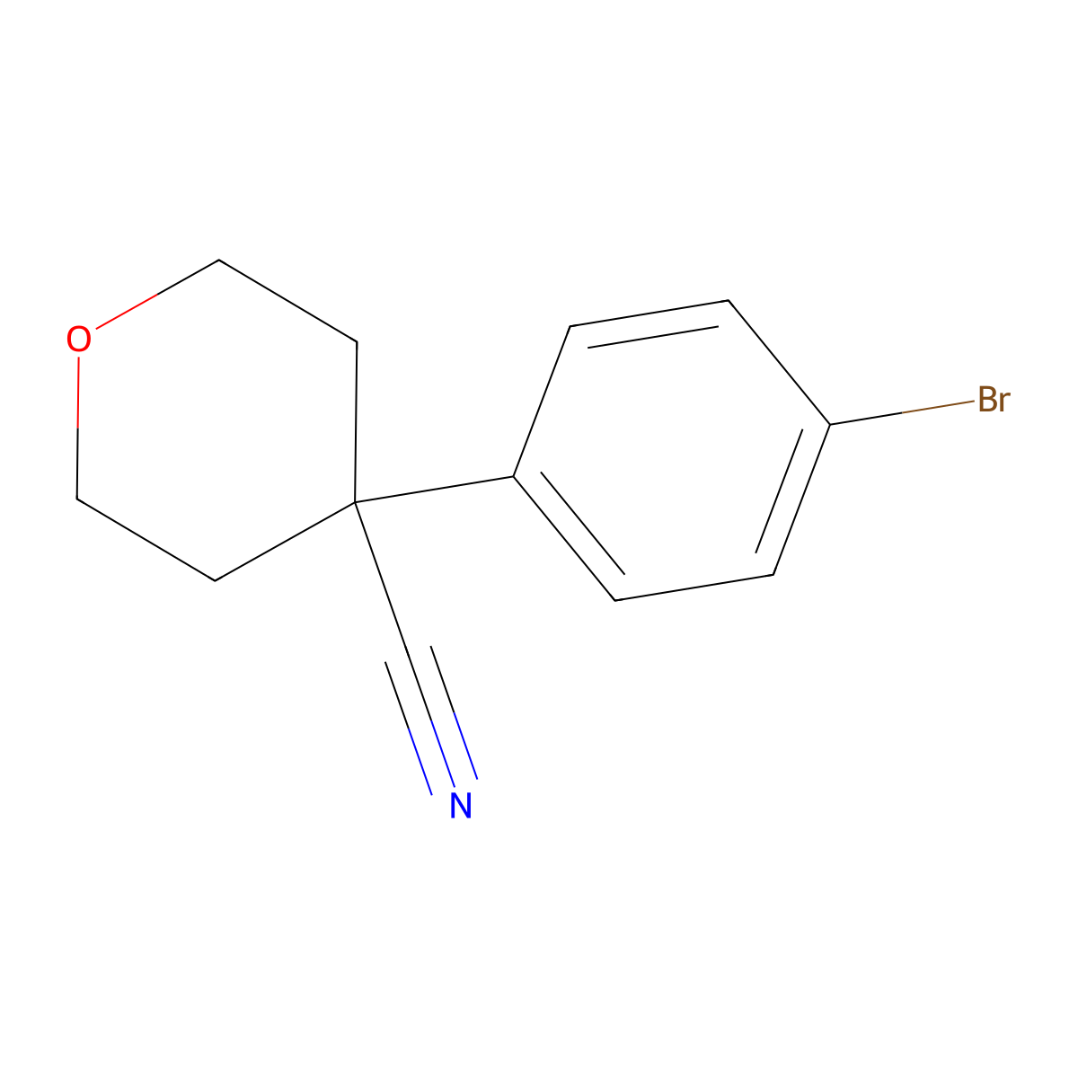4-(4-Bromophenyl)oxane-4-carbonitrile molecular structure, CAS 1000705-54-3