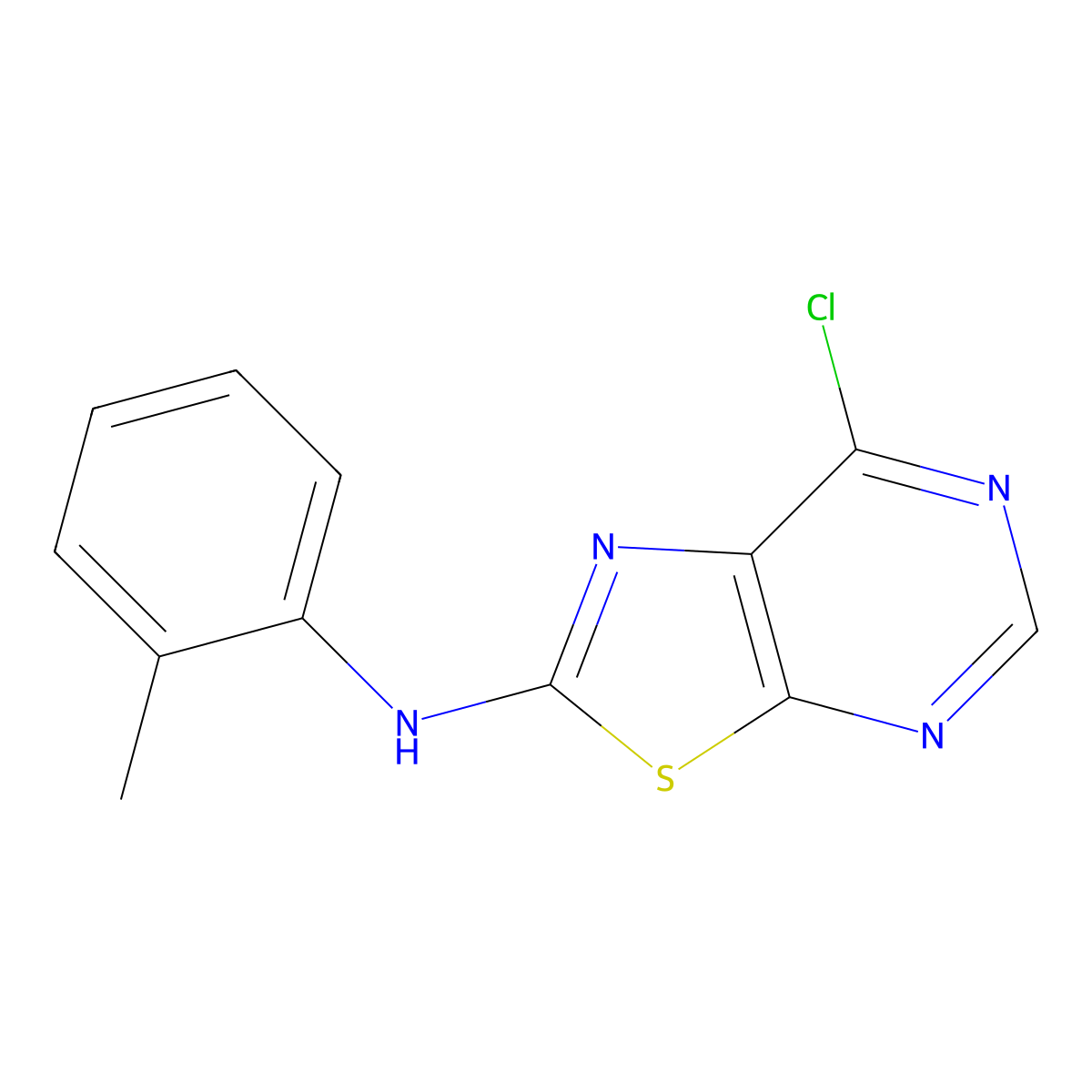 7-chloro-N-o-tolylthiazolo[5,4-d]pyrimidin-2-amine molecular structure, CAS 1000709-51-2