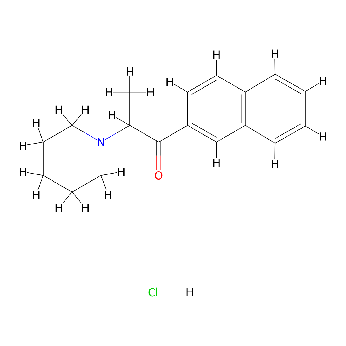 1-Propanone, 1-(2-naphthalenyl)-2-(1-piperidinyl)-, hydrochloride molecular structure, CAS 100073-46-9