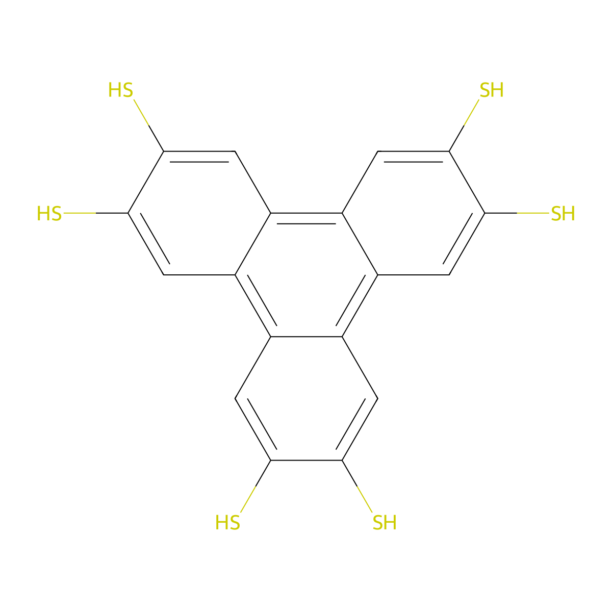 2,3,6,7,10,11-Triphenylenehexathiol molecular structure, CAS 100077-38-1