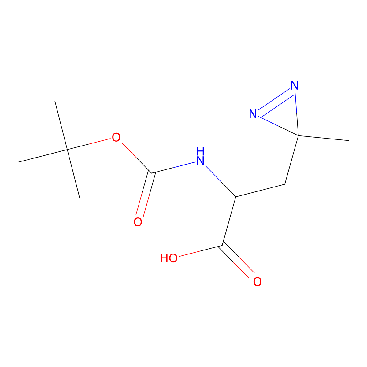 (S)-2-(tert-butoxycarbonylamino)-3-(3-methyl-3H-diazirin-3-yl)propanoic acid molecular structure, CAS 1000770-97-7