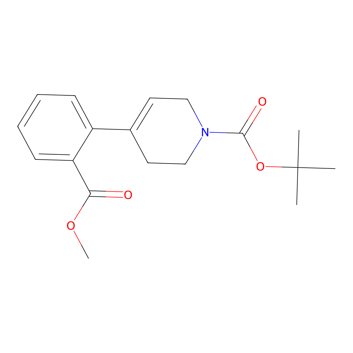 1(2H)-Pyridinecarboxylic acid, 3,6-dihydro-4-[2-(methoxycarbonyl)phenyl]-, 1,1-dimethylethyl ester molecular structure, CAS 1000771-63-0