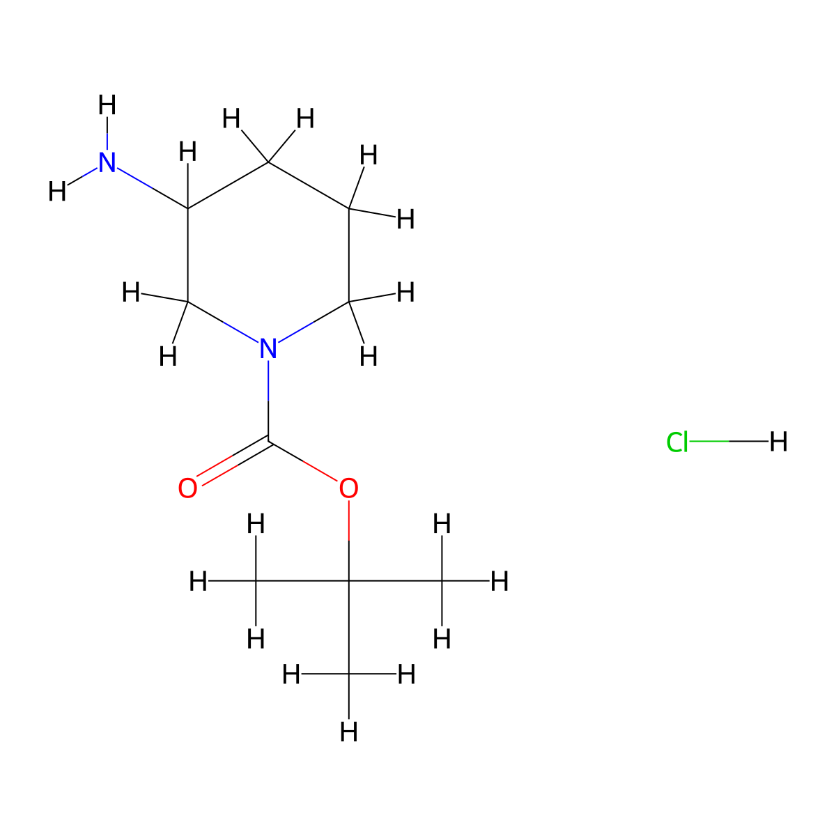 3-Aminopiperidine hydrochloride, N1-BOC protected molecular structure, CAS 1000796-62-2