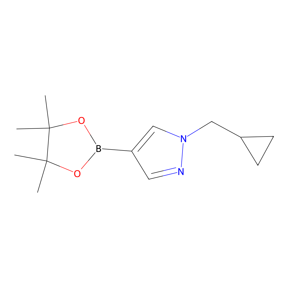 1-(cyclopropylmethyl)-4-(4,4,5,5-tetramethyl-1,3,2-dioxaborolan-2-yl)-1H-pyrazole molecular structure, CAS 1000801-75-1