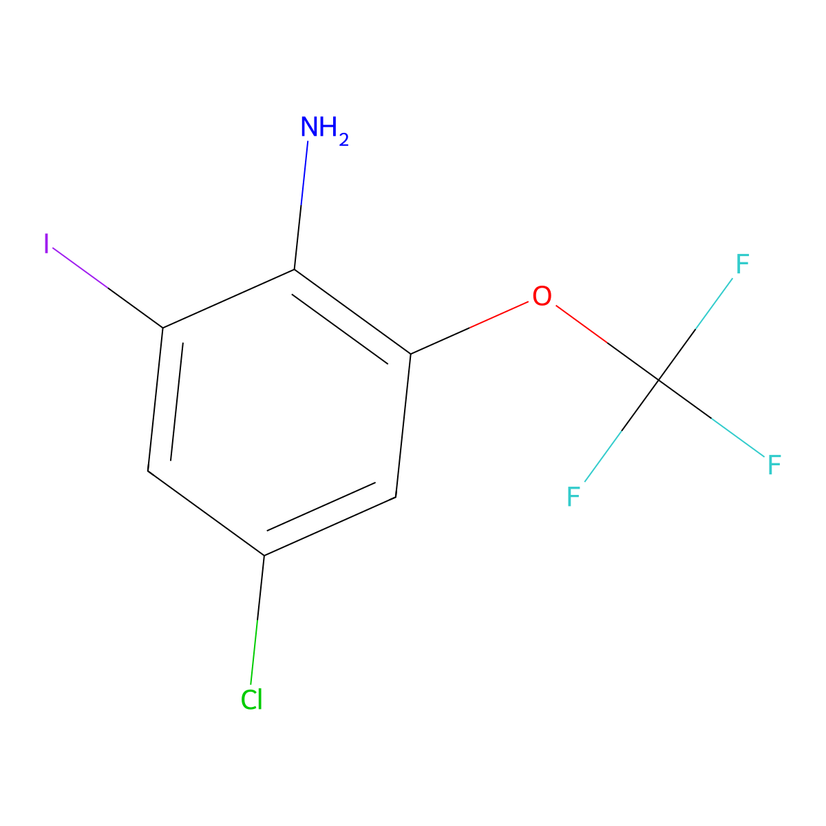4-Chloro-2-iodo-6-(trifluoromethoxy)aniline molecular structure, CAS 1000802-17-4