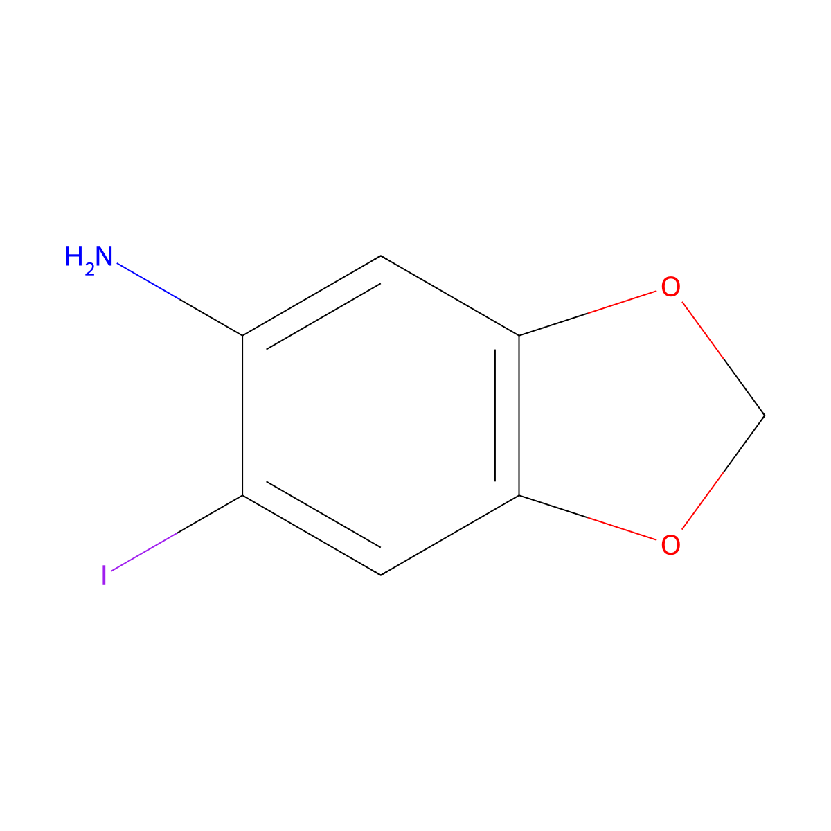 6-Iodobenzo[d][1,3]dioxol-5-amine molecular structure, CAS 1000802-34-5