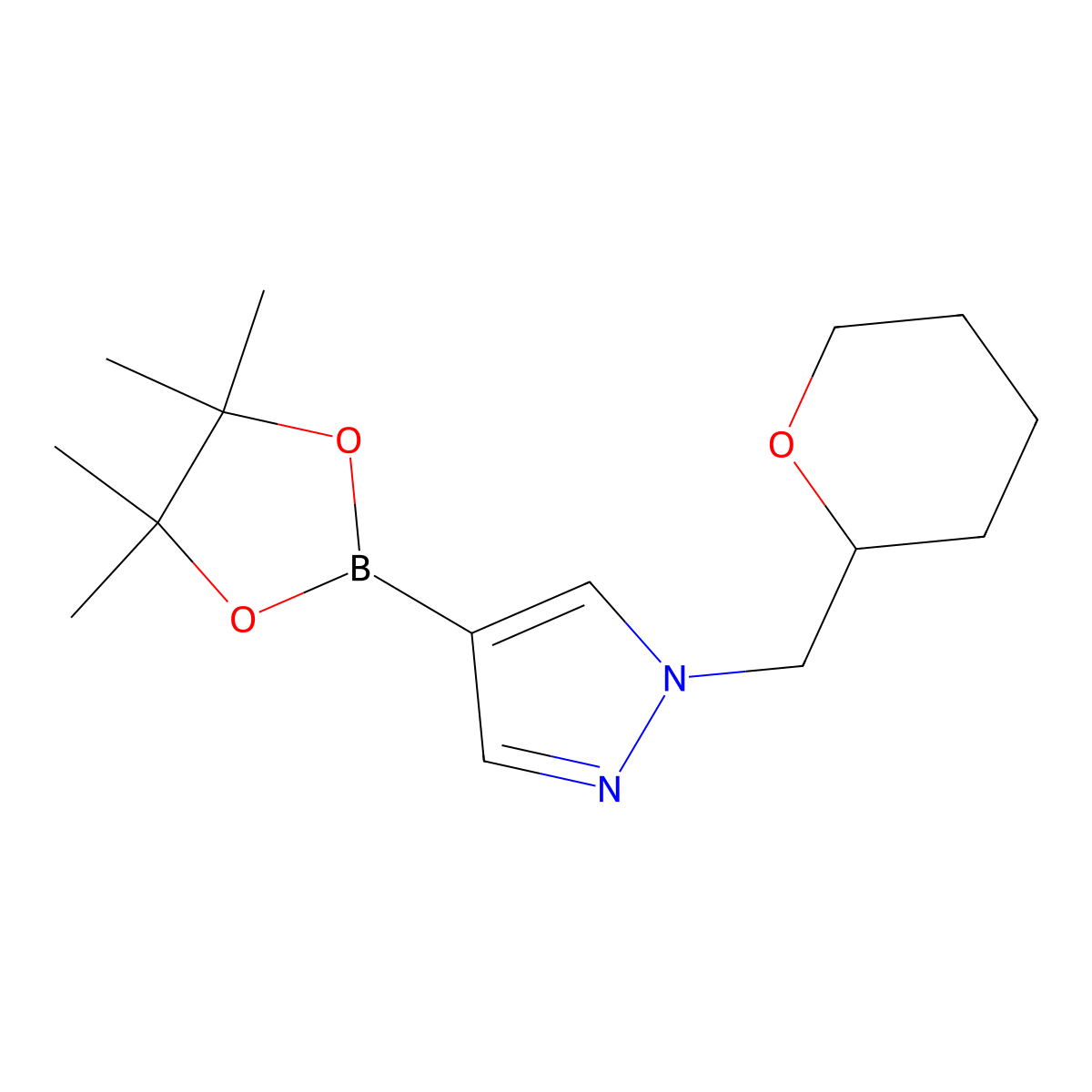 1-(Tetrahydropyran-2-ylmethyl)-4-(4,4,5,5-tetramethyl-[1,3,2]dioxaborolan-2-yl)-1h-pyrazole molecular structure, CAS 1000802-49-2