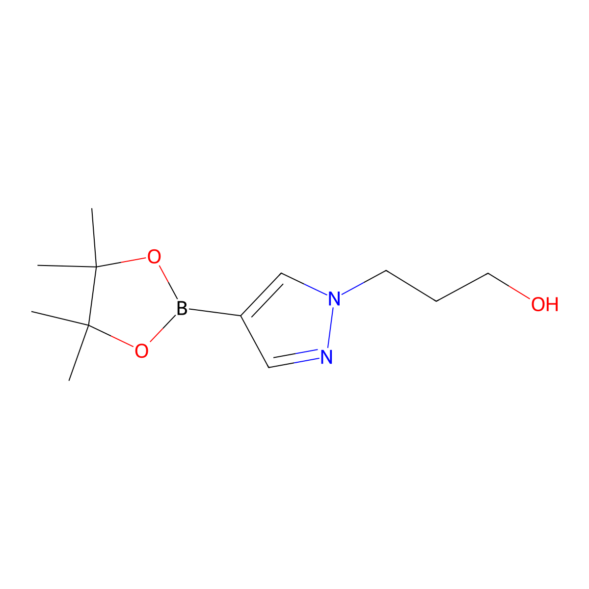 3-[4-(4,4,5,5-tetramethyl-1,3,2-dioxaborolan-2-yl)-1H-pyrazol-1-yl]propan-1-ol molecular structure, CAS 1000802-50-5