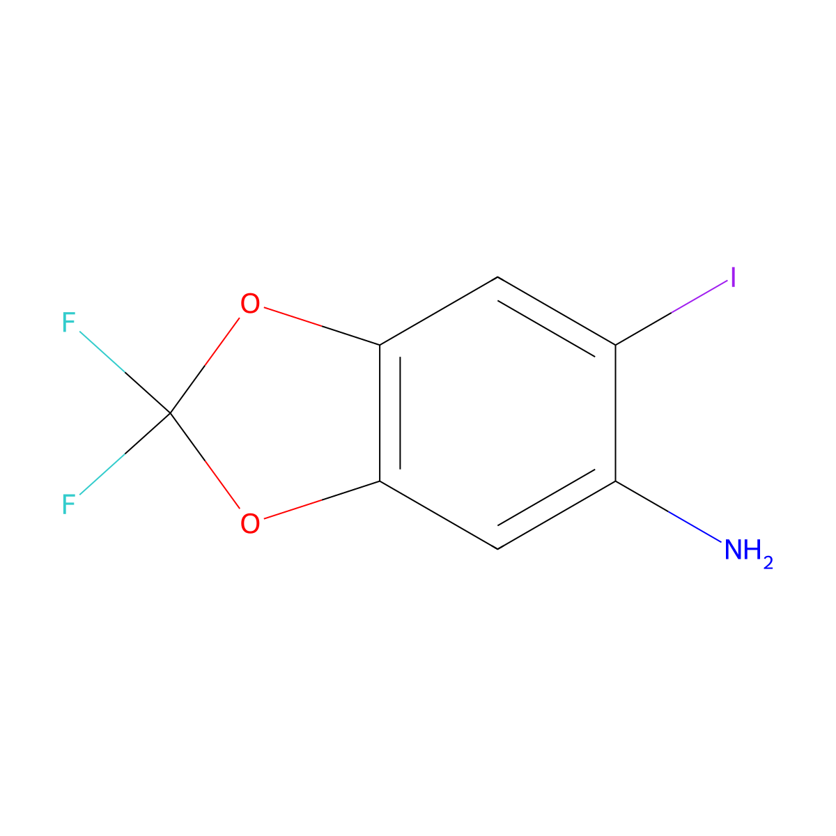 2,2-Difluoro-6-iodobenzo[d][1,3]dioxol-5-amine molecular structure, CAS 1000802-68-5
