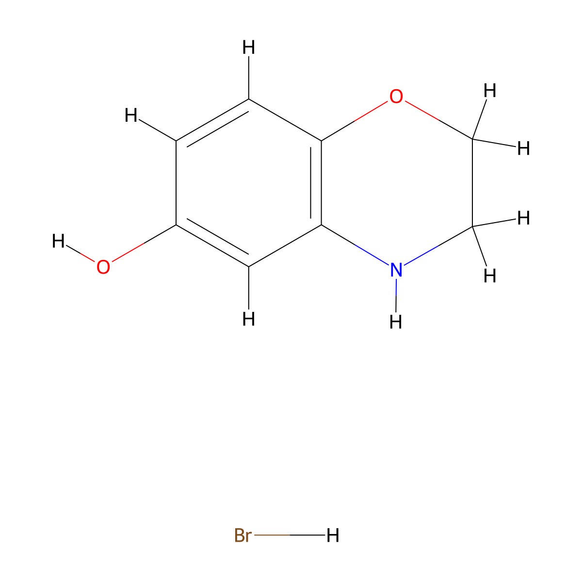3,4-dihydro-2H-1,4-benzoxazin-6-ol;hydrobromide molecular structure, CAS 1000802-69-6