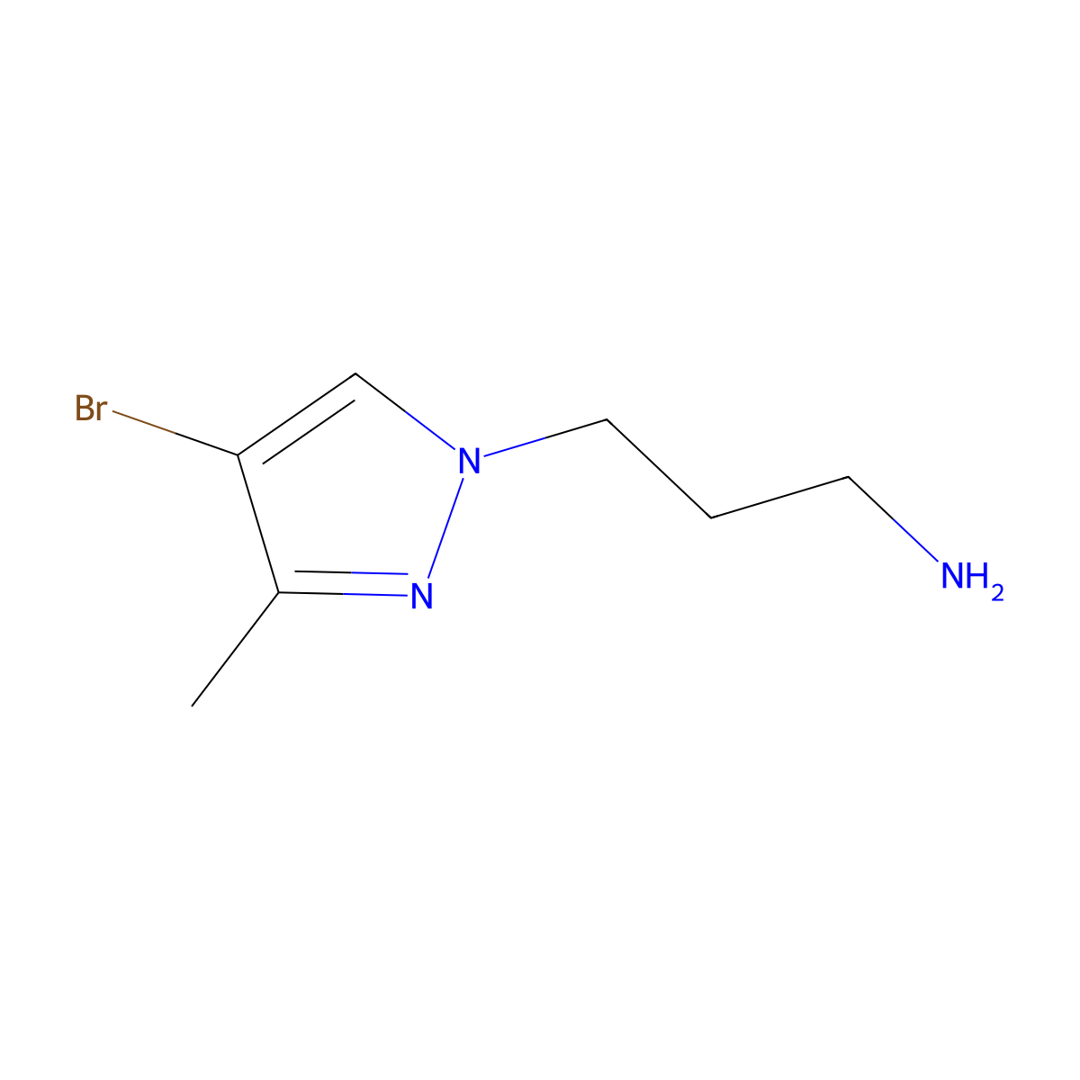 3-(4-bromo-3-methyl-1H-pyrazol-1-yl)propan-1-amine molecular structure, CAS 1000802-71-0