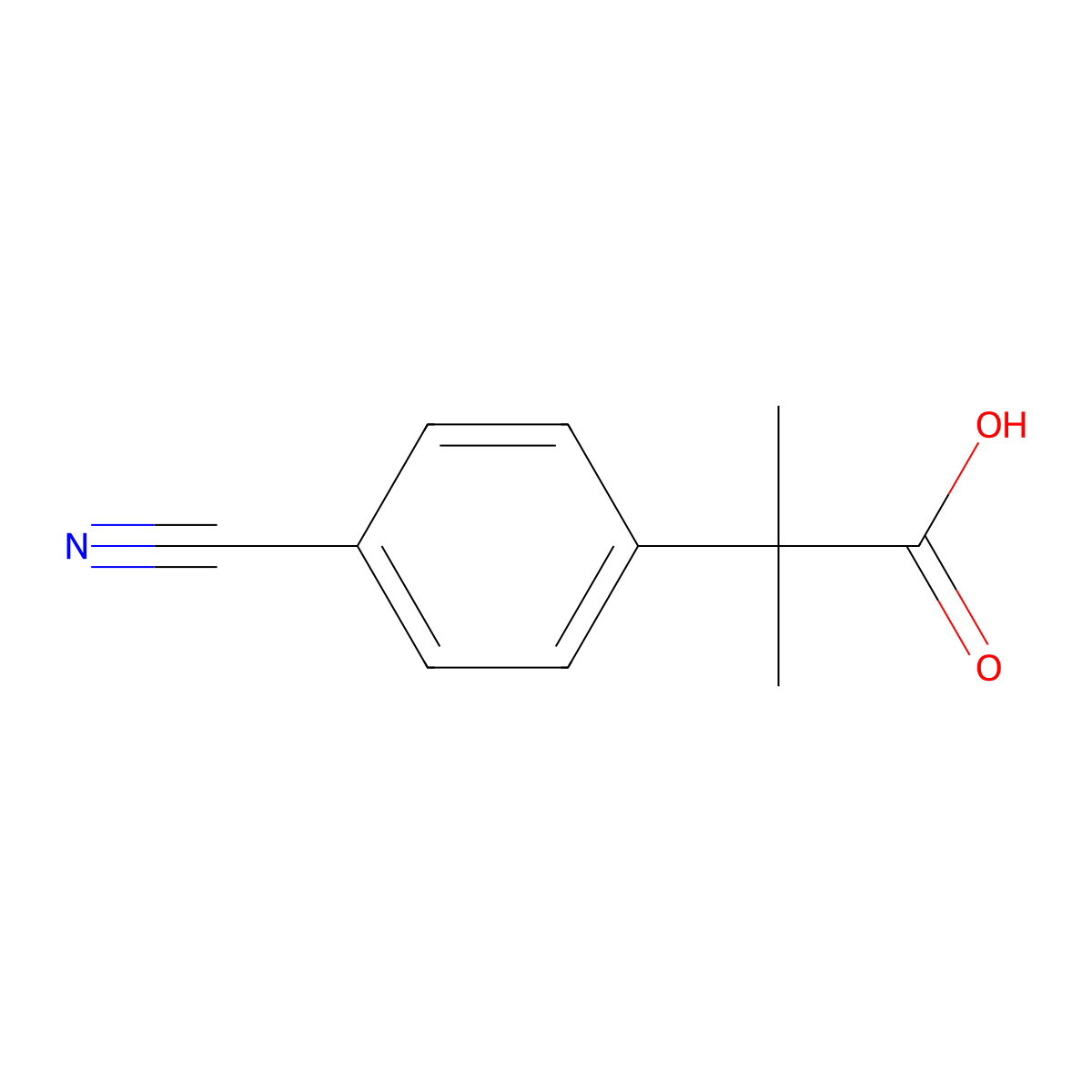 2-(4-Cyanophenyl)-2-methylpropanoic acid molecular structure, CAS 1000804-51-2