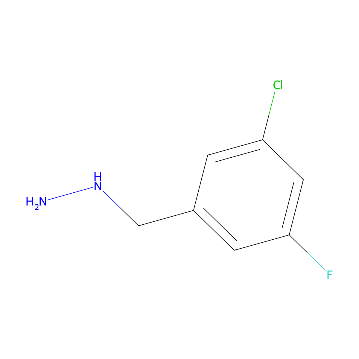 [(3-Chloro-5-fluorophenyl)methyl]hydrazine molecular structure, CAS 1000805-95-7