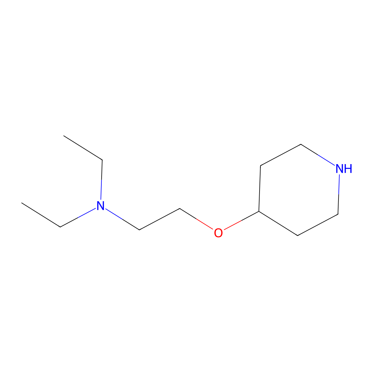 Diethyl[2-(piperidin-4-yloxy)ethyl]amine molecular structure, CAS 1000819-35-1