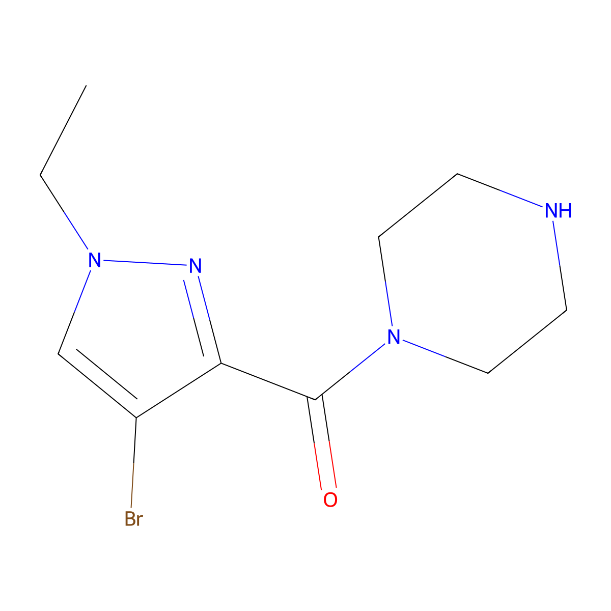 4-Bromo-1-ethylpyrazol-3-yl piperazinyl ketone molecular structure, CAS 1000843-25-3