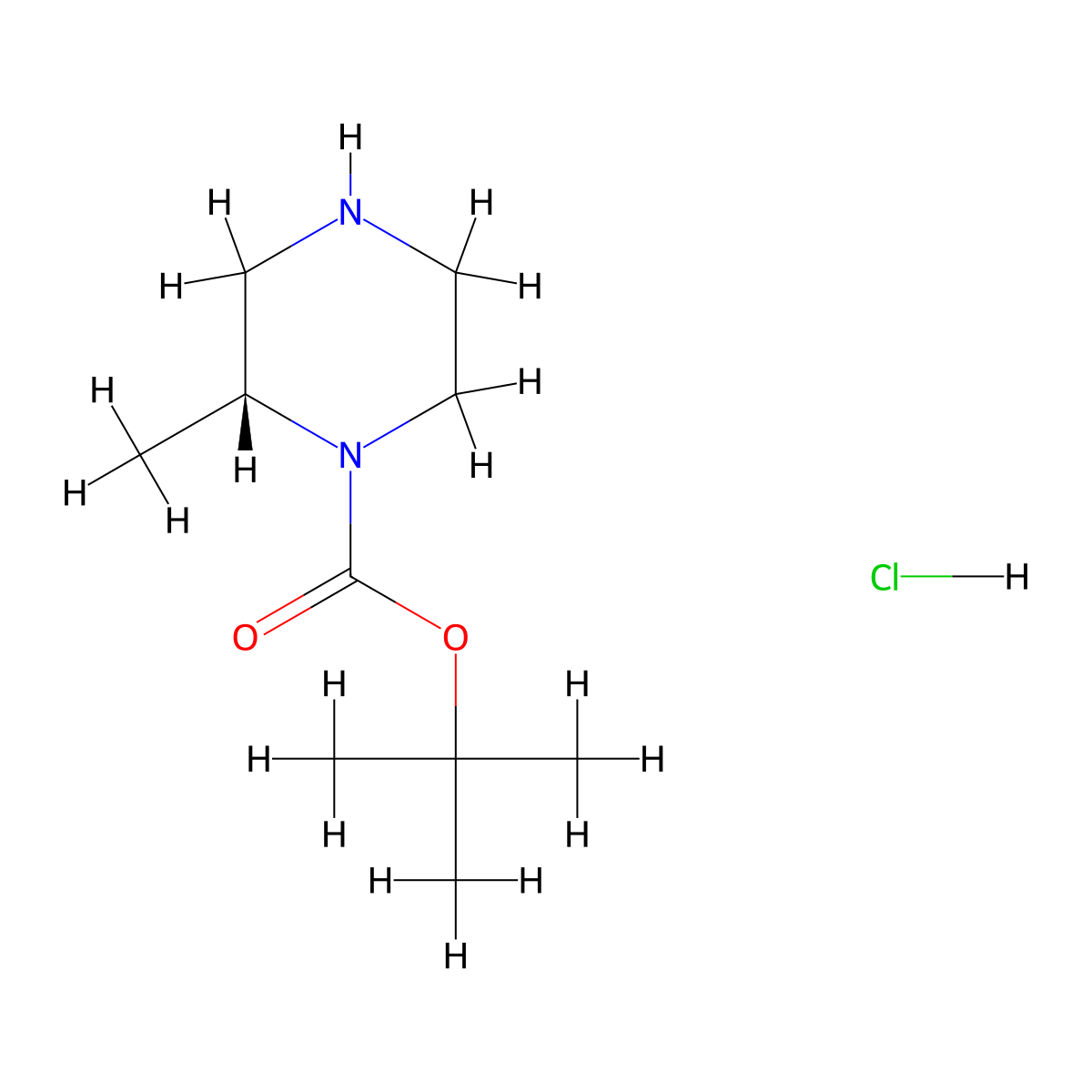 (R)-tert-butyl 2-methylpiperazine-1-carboxylate hydrochloride molecular structure, CAS 1000853-53-1