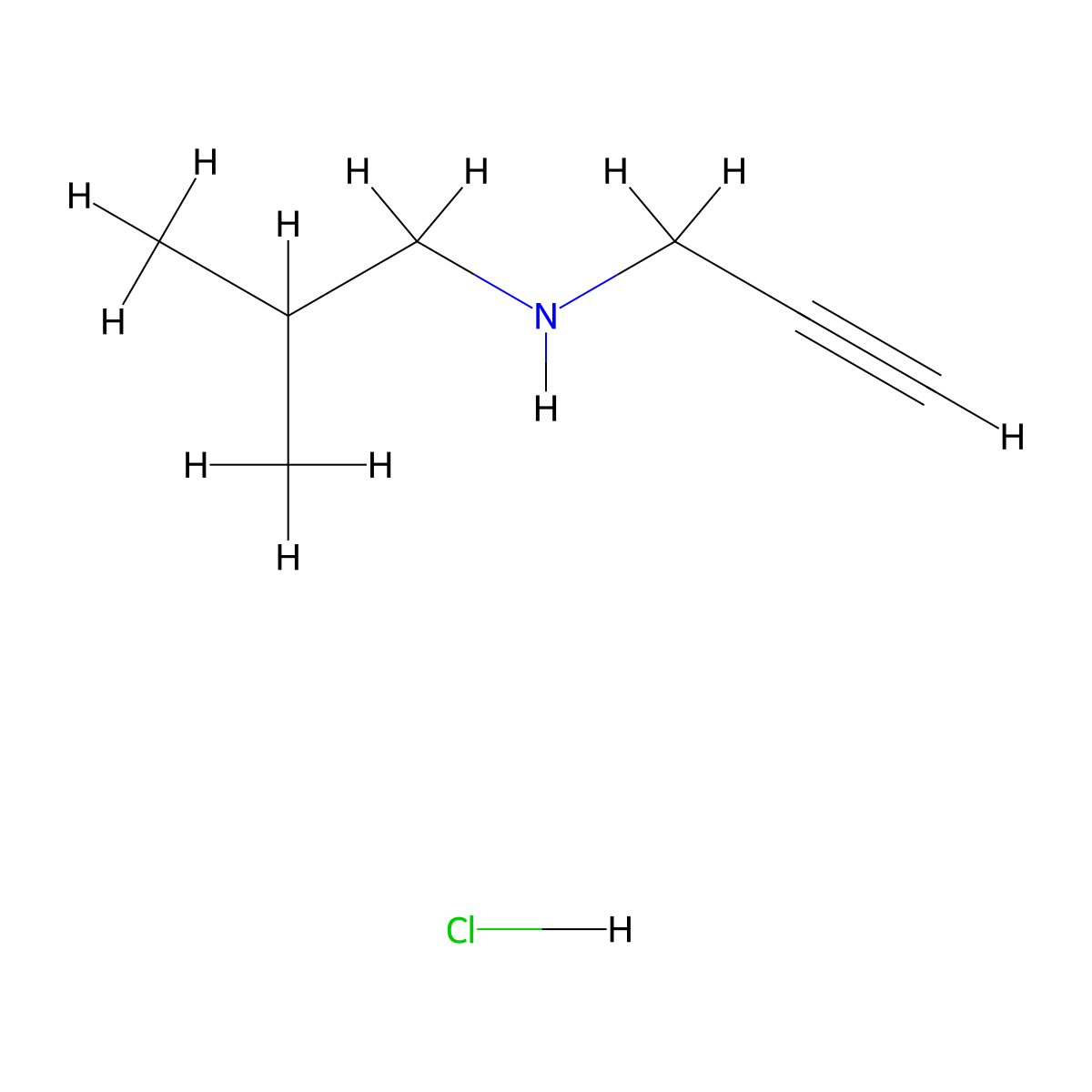 Isobutyl-prop-2-ynyl-amine hydrochloride molecular structure, CAS 1000862-41-8