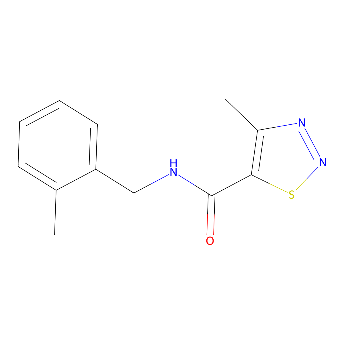 4-Methyl-N-[(2-methylphenyl)methyl]-1,2,3-thiadiazole-5-carboxamide molecular structure, CAS 1000878-49-8