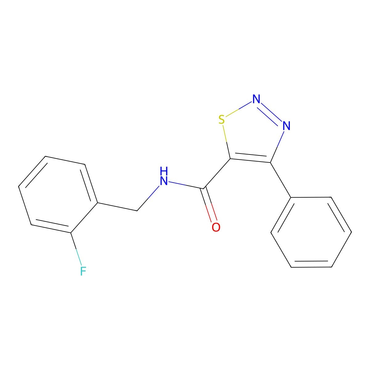 N-(2-fluorobenzyl)-4-phenyl-1,2,3-thiadiazole-5-carboxamide molecular structure, CAS 1000878-59-0